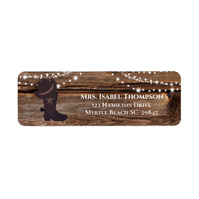 Wood Lights Western Cowgirl Address Label (Front)