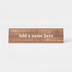 Wood-like desk name plate