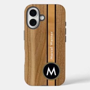 Wood like rustic look elegant brown iPhone 16 case