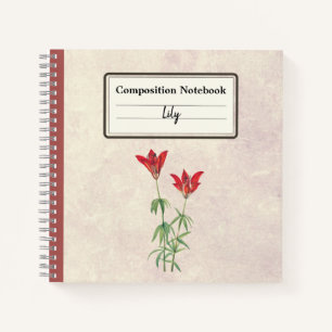 Wood Lily Flower Personalised Composition Notebook