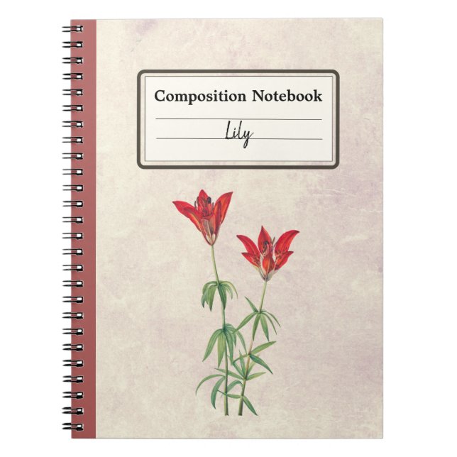 Wood Lily Flower Personalised Composition  Notebook (Front)