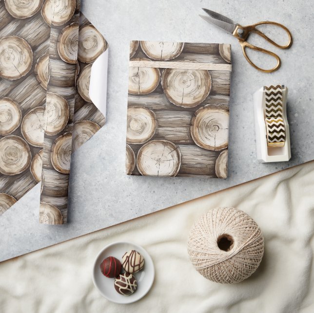 Wood Log Cabin Birthday Wrapping Paper (Crafts)