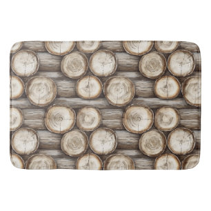 Wood Log Cabin Christmas Bath Mat