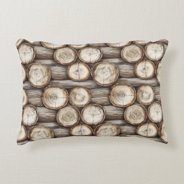 Wood Log Cabin Christmas Decorative Cushion (Front)