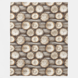 Wood Log Cabin Christmas Fleece Blanket
