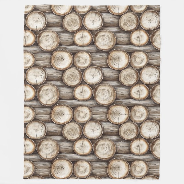 Wood Log Cabin Christmas Fleece Blanket (Front)