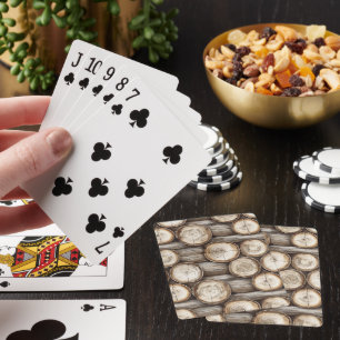 Wood Log Cabin Christmas Playing Cards