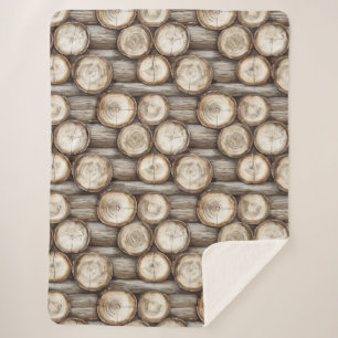Wood Log Cabin Christmas Sherpa Blanket