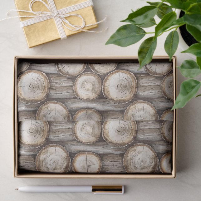 Wood Log Cabin Christmas Tissue Paper (Gift)