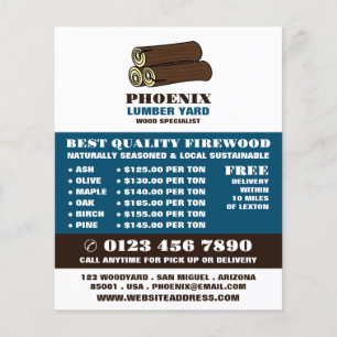 Wood Logs, Lumber/Timber/Wood Yard Advert Flyer