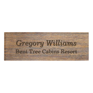 Wood Look Business Employee Name Tag