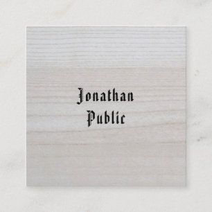 Wood Look Calligraphed Minimalist Template Elegant Square Business Card
