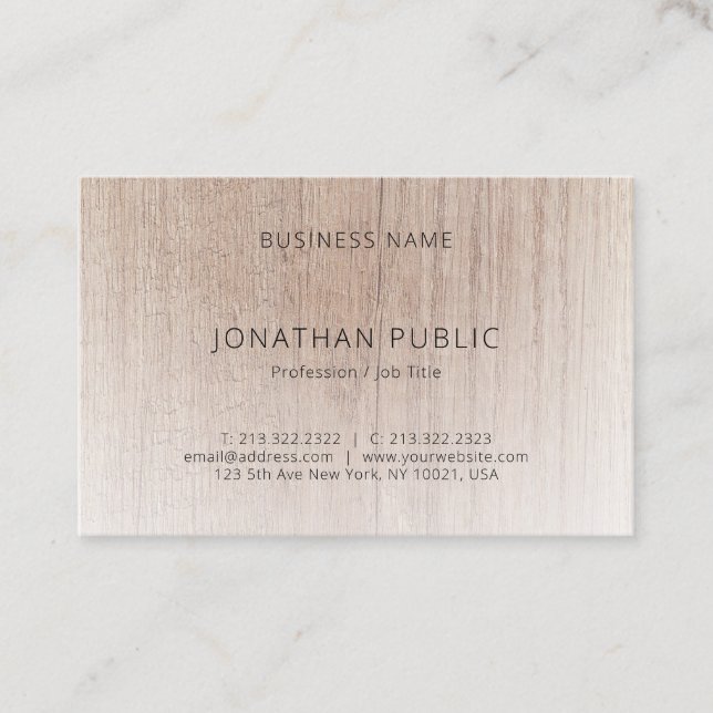 Wood Look Modern Minimalist Professional Template Business Card (Front)