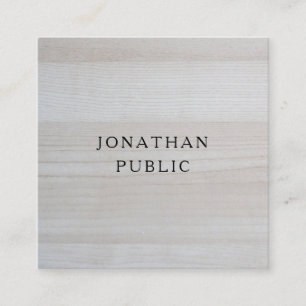 Wood Look Modern Minimalist Template Elegant Square Business Card