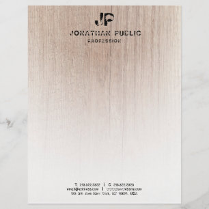 Wood Look Monogrammed Distressed Text Template Custom Letterhead