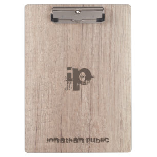 Wood Look Monogrammed Template Personalised Classy Clipboard