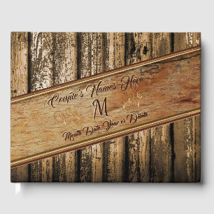 Wood Look Rustic Wedding Guest Book, PERSONALIZED Guest Book