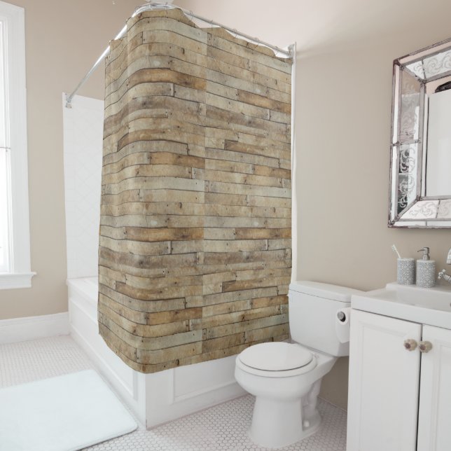 Wood Look Shower Curtain (In Situ)