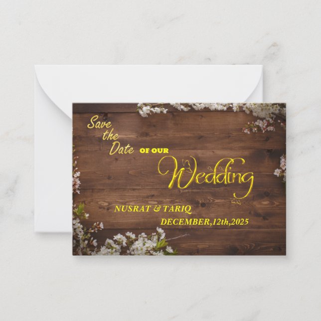 Wood Love A Rustic Texture Save the Date  Card (Front)