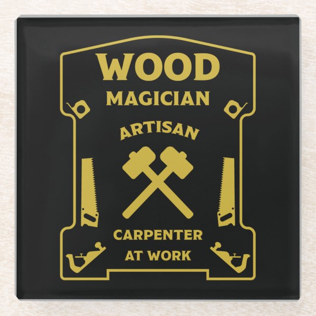 Wood Magician  Glass Coaster (Front)