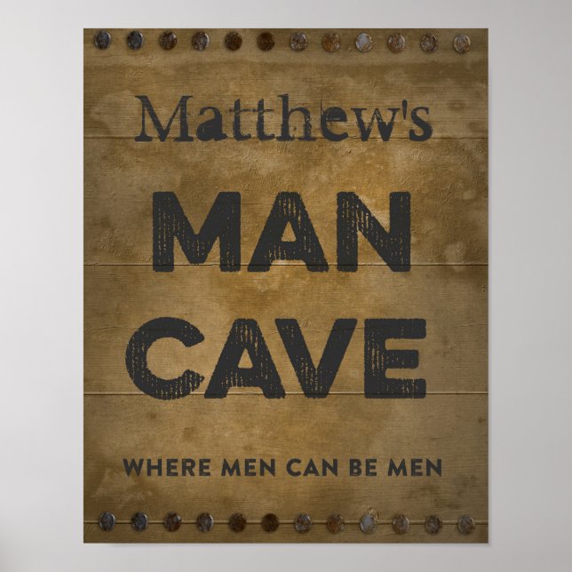 Wood Man Cave Personalised Poster (Front)