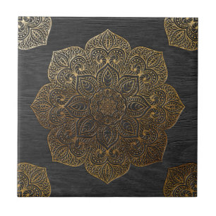 Wood mandala-gold tile