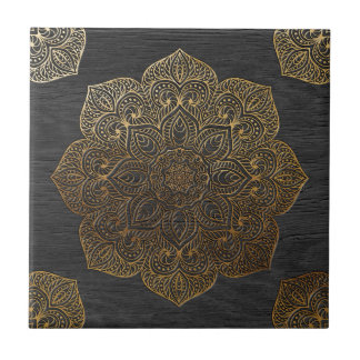 Wood mandala-gold tile