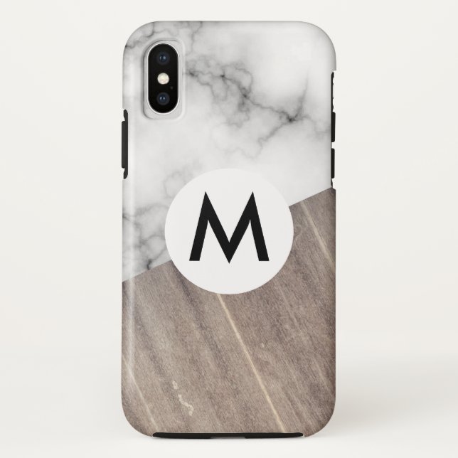 wood marble with monogram Case-Mate iPhone case (Back)