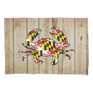 Wood Maryland crab standard pillow case