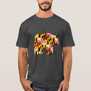 Wood Maryland flag bear T-Shirt