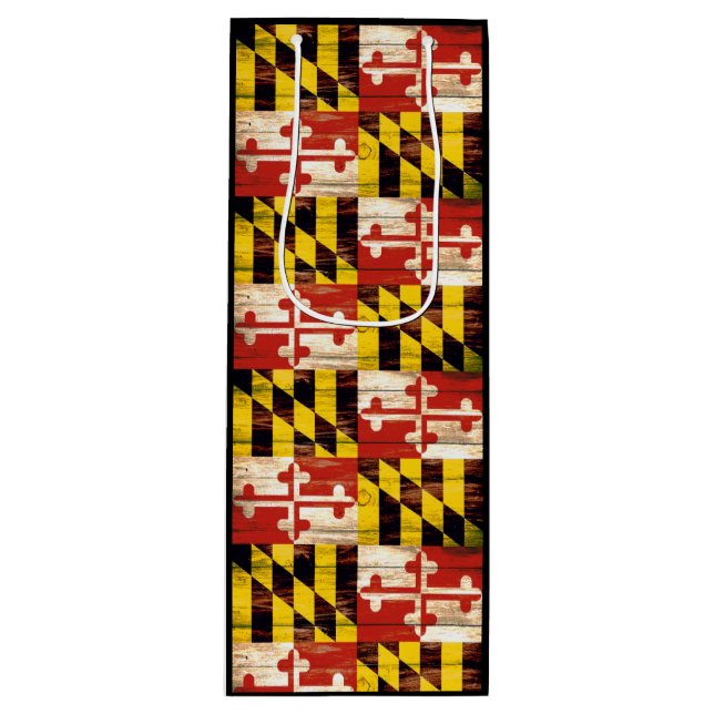 Wood Maryland flag wine gift bag (Front)