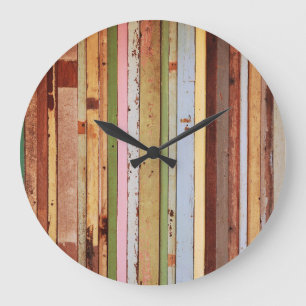 Wood Material: Vintage Wallpaper Texture Large Clock