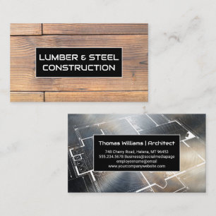Wood Metal Construction Blueprints Business Card