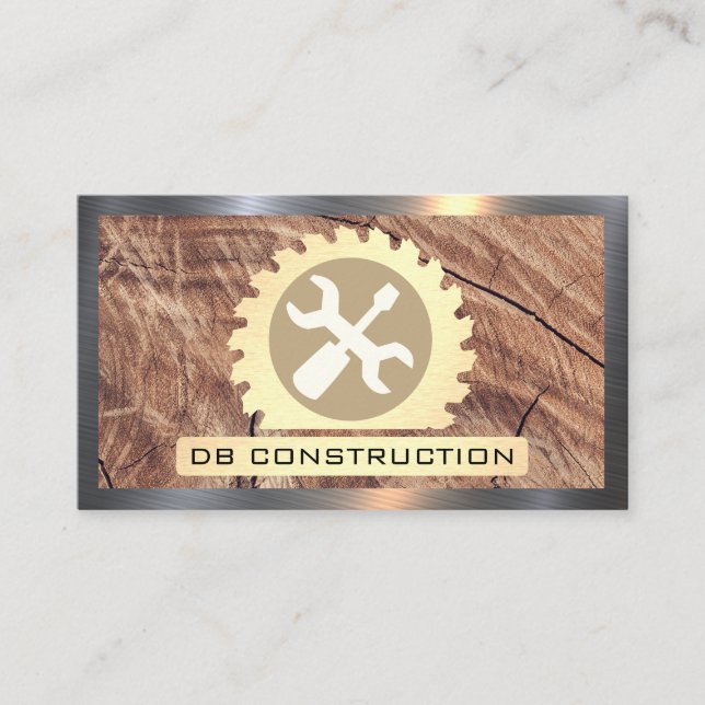 Wood Metal | Saw Wrench Screw Driver  Business Card (Front)