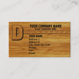Wood Monogram D Business Card