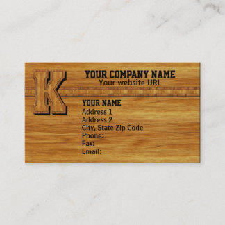 Wood Monogram K Business Card