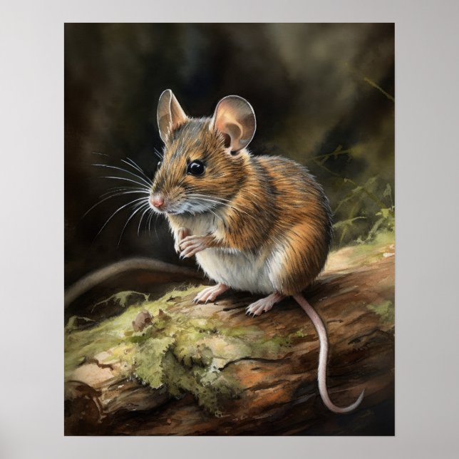Wood Mouse Woodland Animal Art Print Poster (Front)