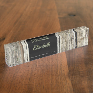 wood nameplate