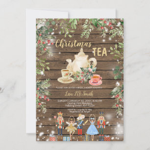 Wood Nutcracker Christmas Tea Bridal Shower Party Invitation