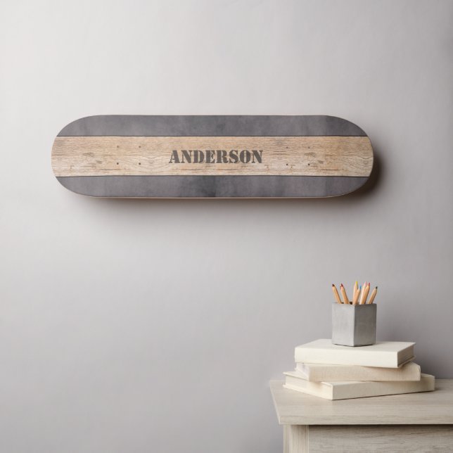 Wood on Dark Background, Name Skateboard (Wall Art (Horz))