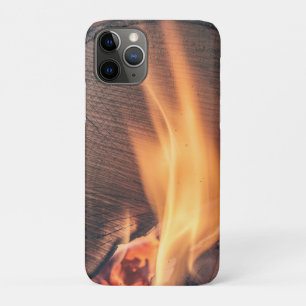 Wood on fire iPhone 11 pro case