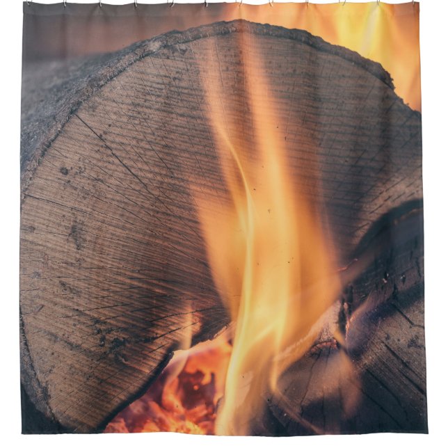 Wood on fire shower curtain (Front)