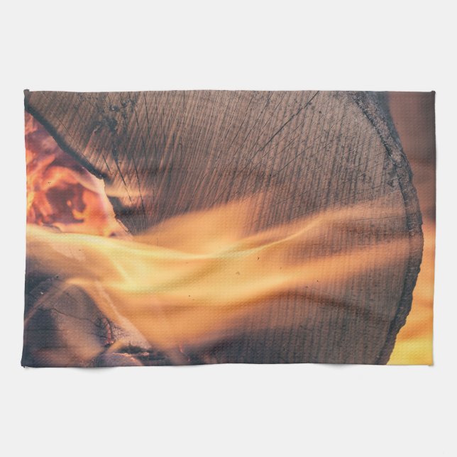 Wood on fire tea towel (Horizontal)