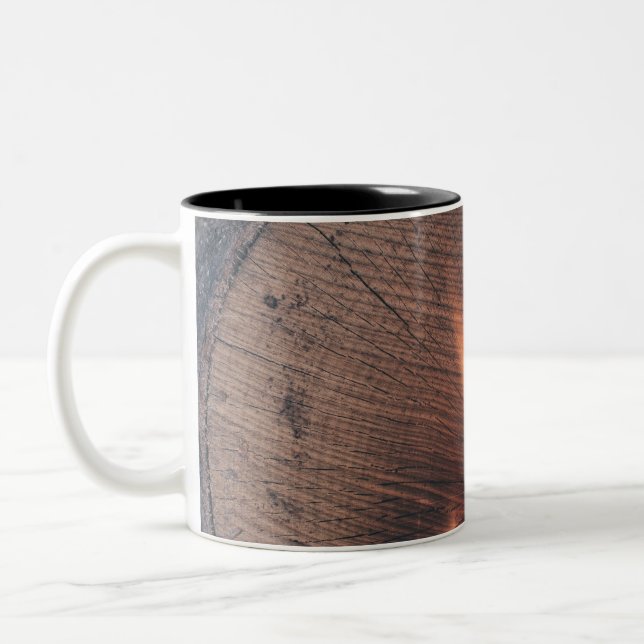Wood on fire Two-Tone coffee mug (Left)