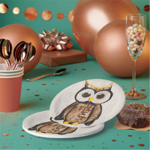 Wood Owl Paper Plate