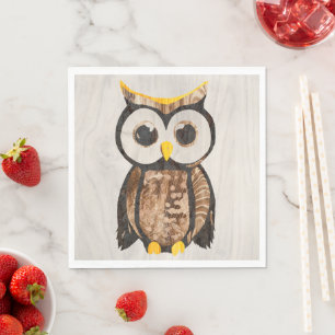 Wood - Owl with big eyes Napkin