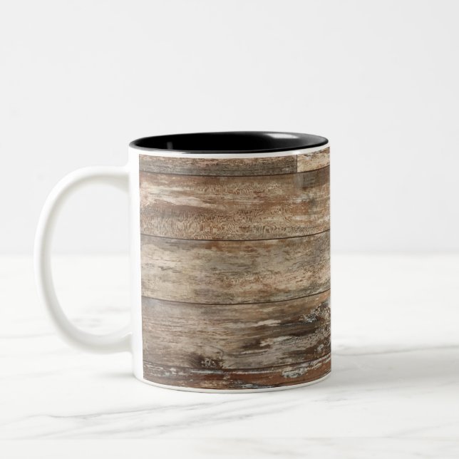 Wood Painting Rustic Style Two-Tone Coffee Mug (Left)