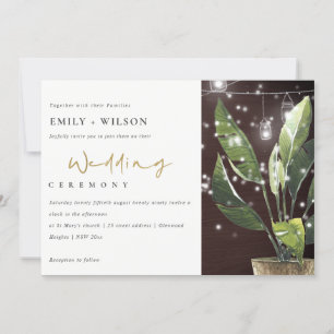 WOOD PALM STARRY NIGHT MASON JAR WEDDING INVITE