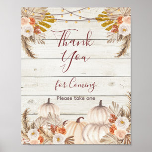 Wood Pampas Grass Pumpkin Thank you for coming Poster
