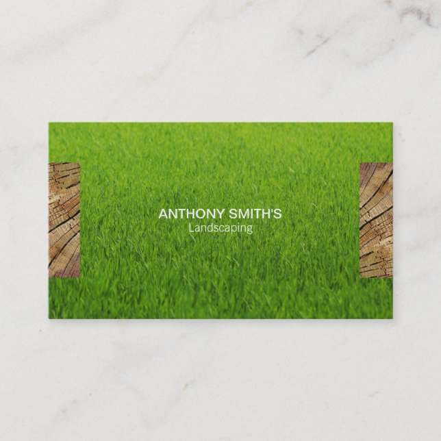 Wood Panel and Cut Grass 2 Business Card (Front)